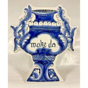 Molly Hatch Anthropologie Make Do Blue White Ceramic Vase Urn